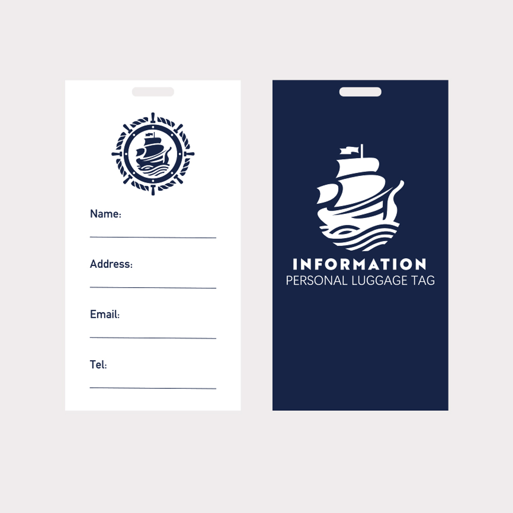 Dark Blue Steamship Minimalist Luggage Tag