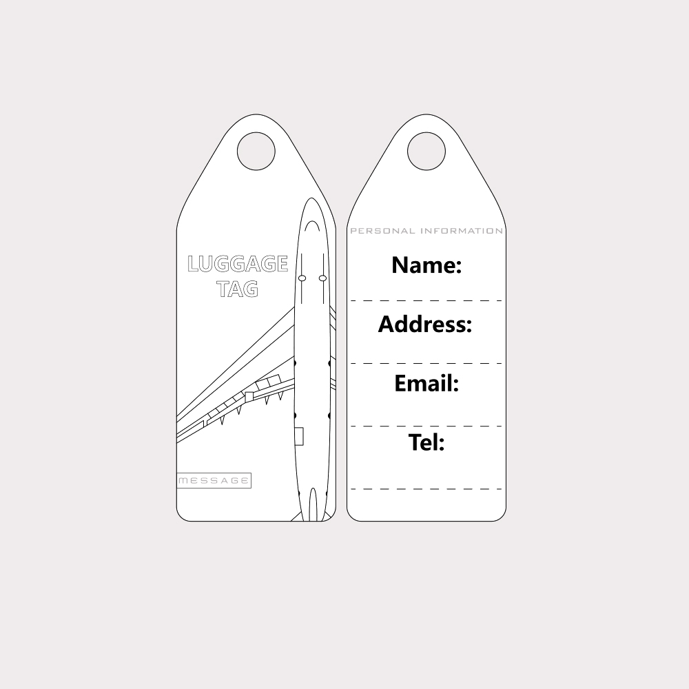 White Airplane Minimalist Luggage Bag Tag