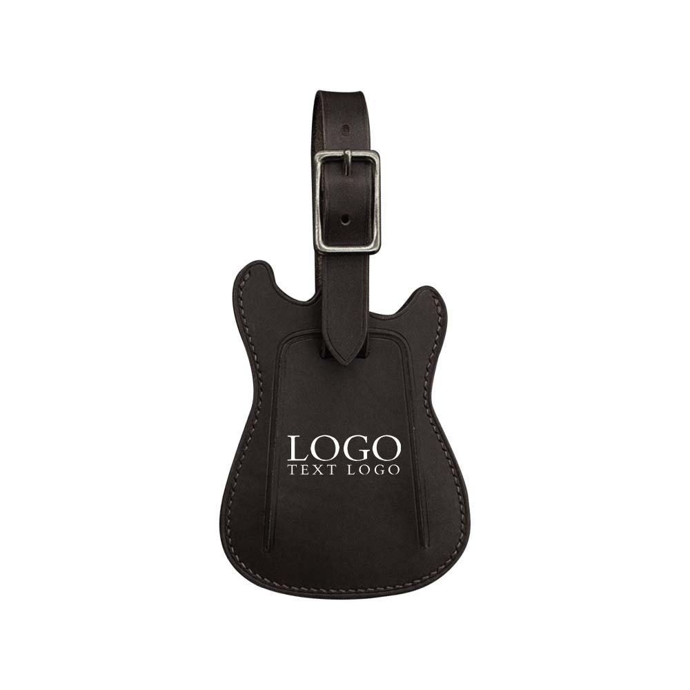 Black Genuine Leather Guitar Luggage Tags with Logo