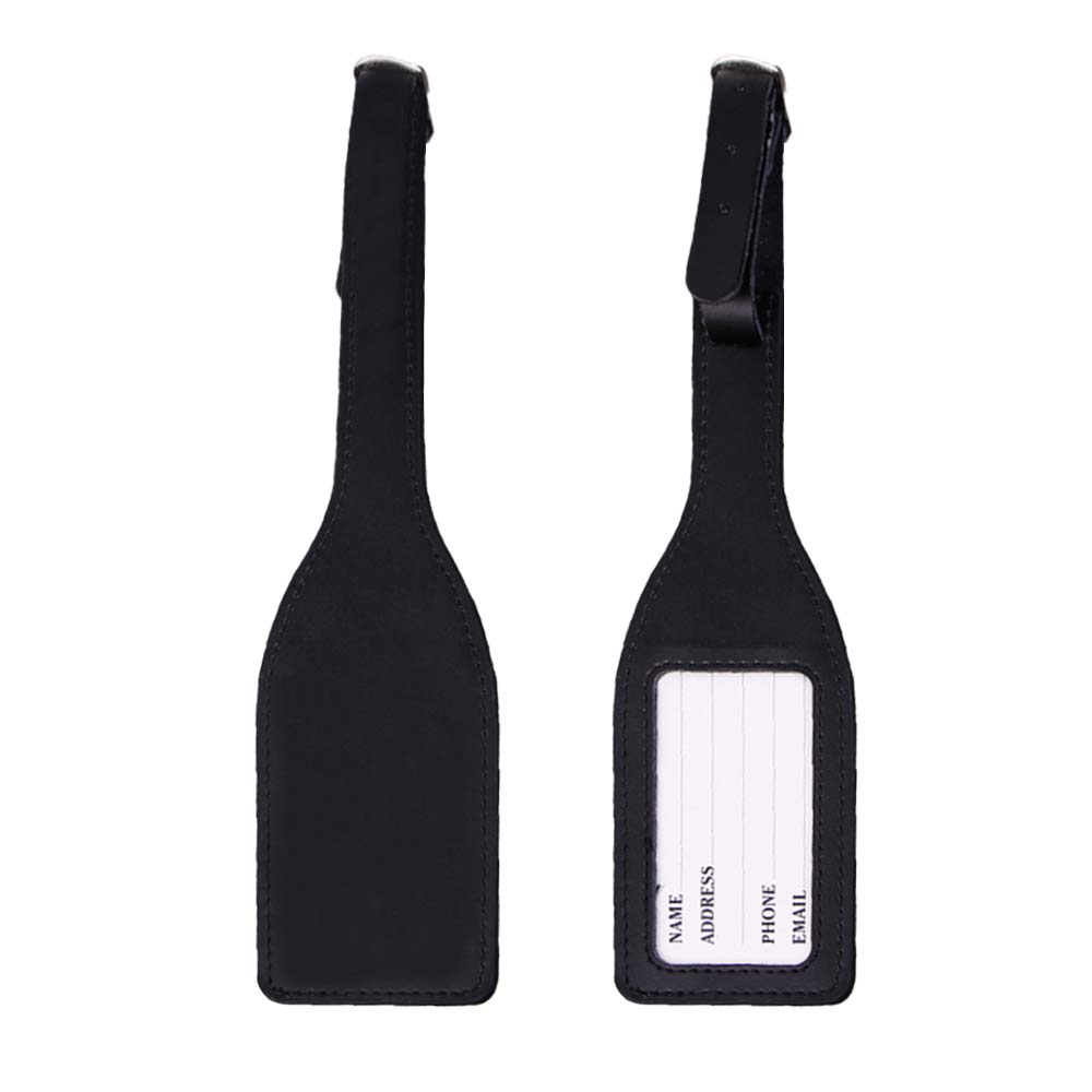 Black PU Travel Tag with Adjustable Strap