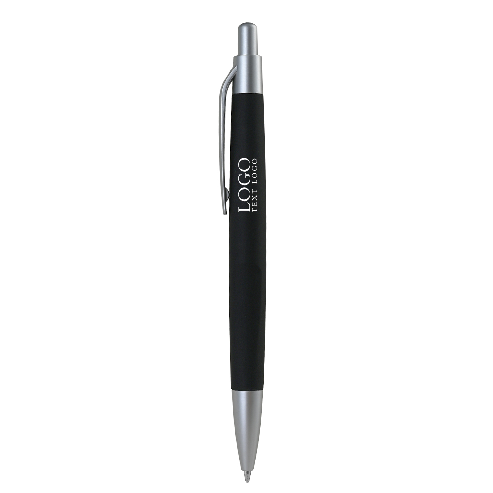 Click Action Plastic Ballpoint Pen Black With Logo