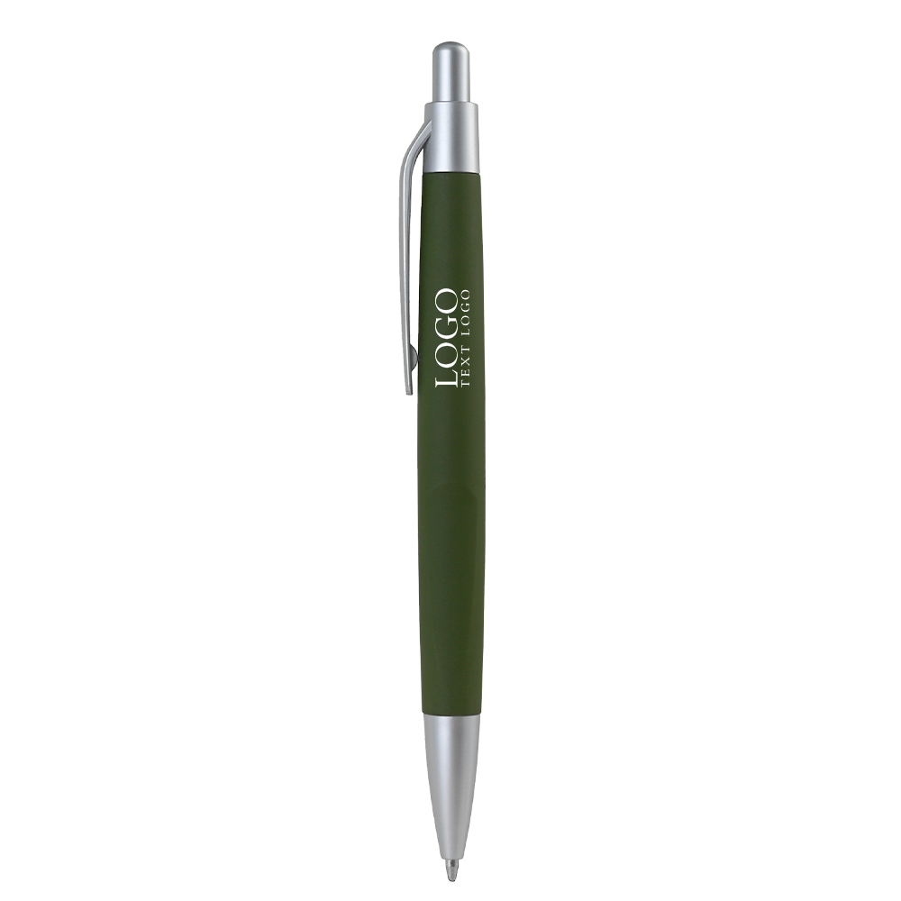 Click Action Plastic Ballpoint Pen Dark Green With Logo