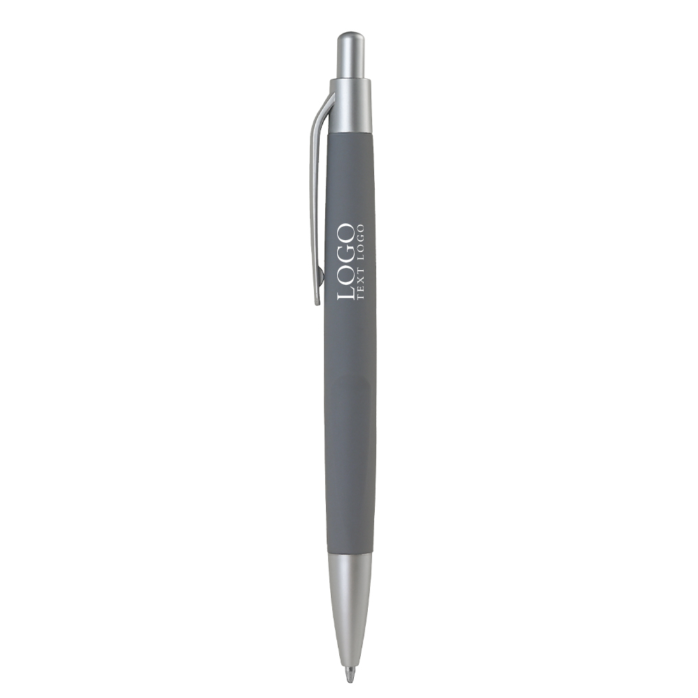 Click Action Plastic Ballpoint Pen Gray With Logo