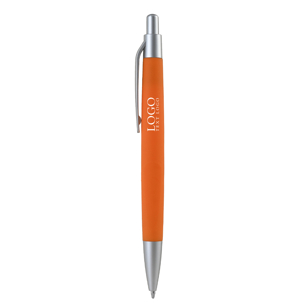 Click Action Plastic Ballpoint Pen Orange With Logo