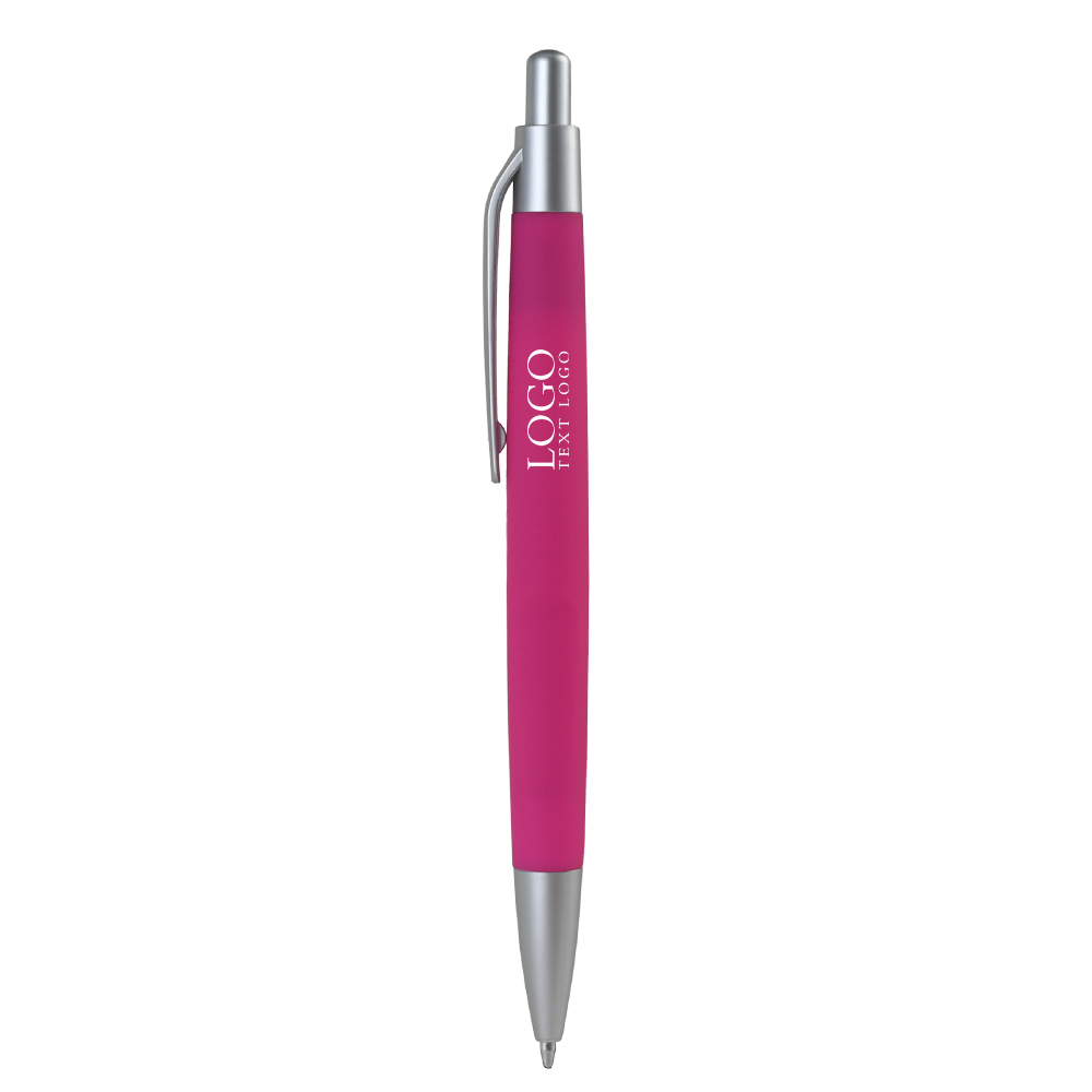 Click Action Plastic Ballpoint Pen Pink With Logo