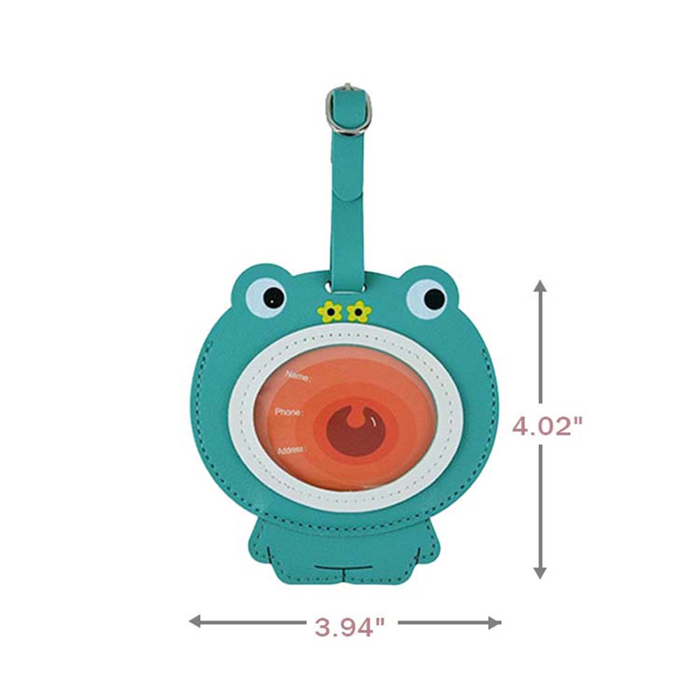 Maattabel voor schattige PU-leren bagagelabels met cartoondieren Maattabel voor schattige PU-leren bagagelabels met cartoondieren