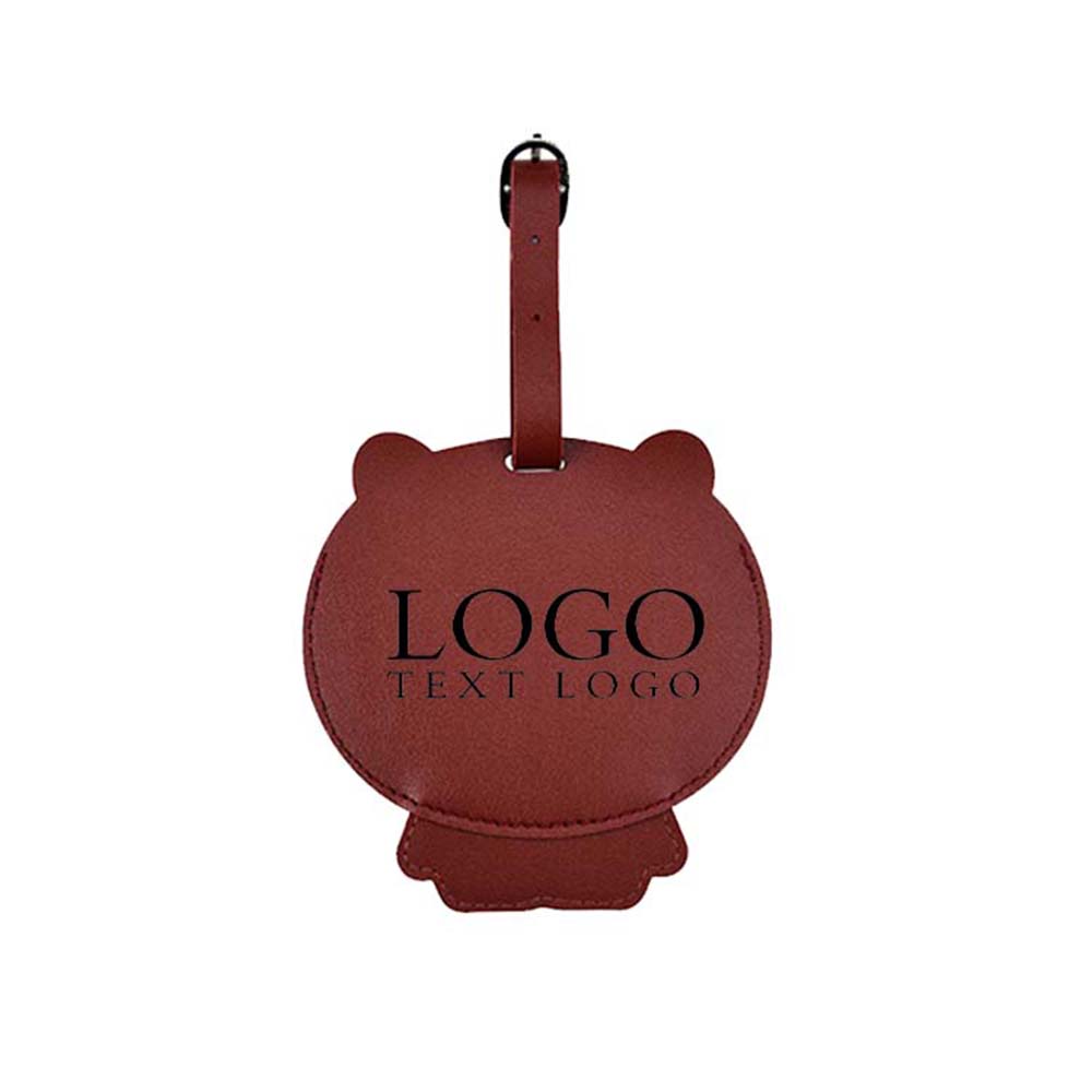 Donkerrode schattige cartoon dieren PU leren bagagelabel met logo Donkerrode schattige cartoon dieren PU leren bagagelabel met logo