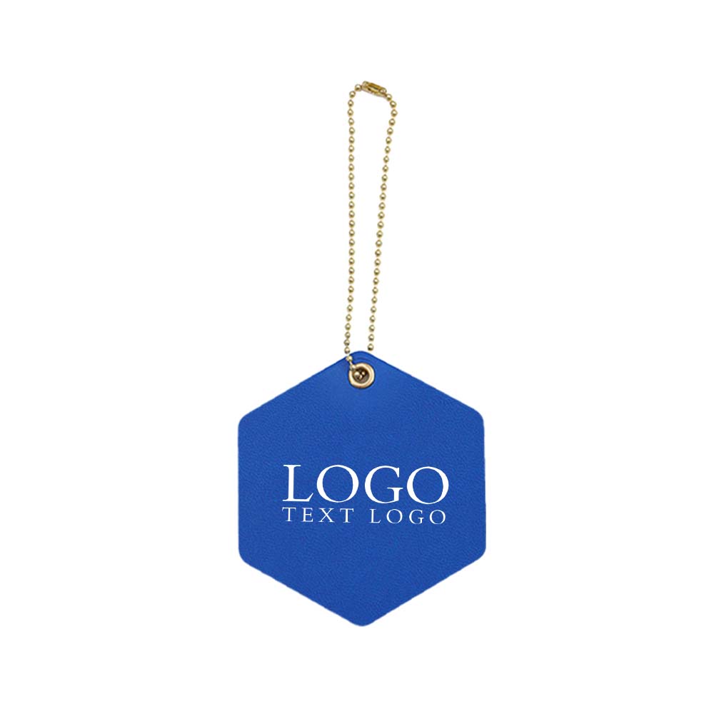 Free Customizable PU leather hexagonal luggage tags blue