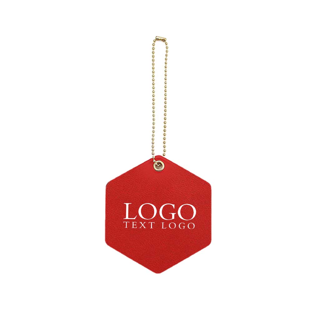 Free Customizable PU leather hexagonal luggage tags red
