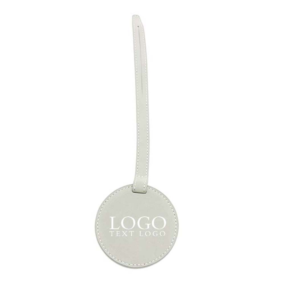Gray Custom Round PU Leather Luggage Tag with Logo