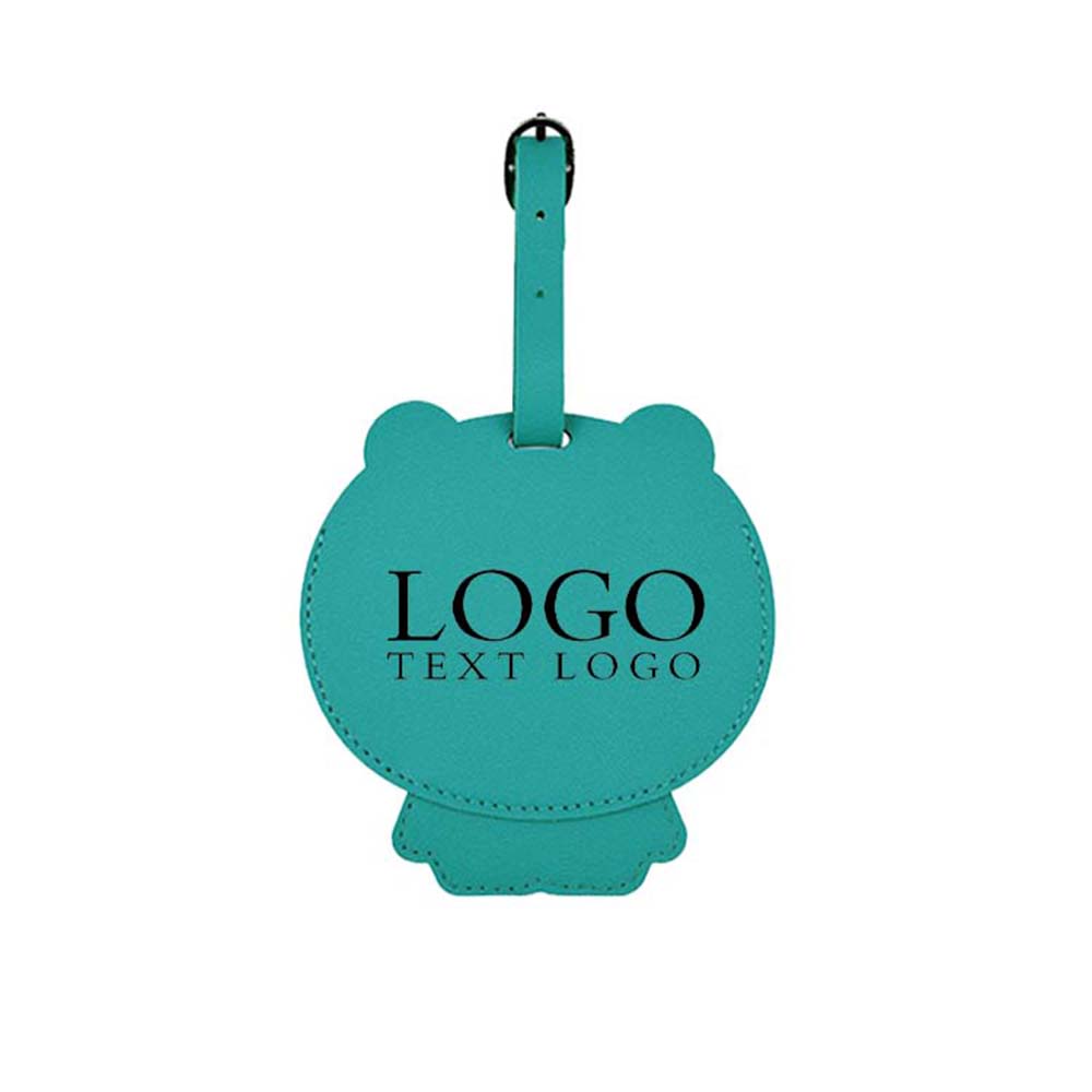 Groene schattige cartoon dieren PU leren bagagelabel met logo Groene schattige cartoon dieren PU leren bagagelabel met logo