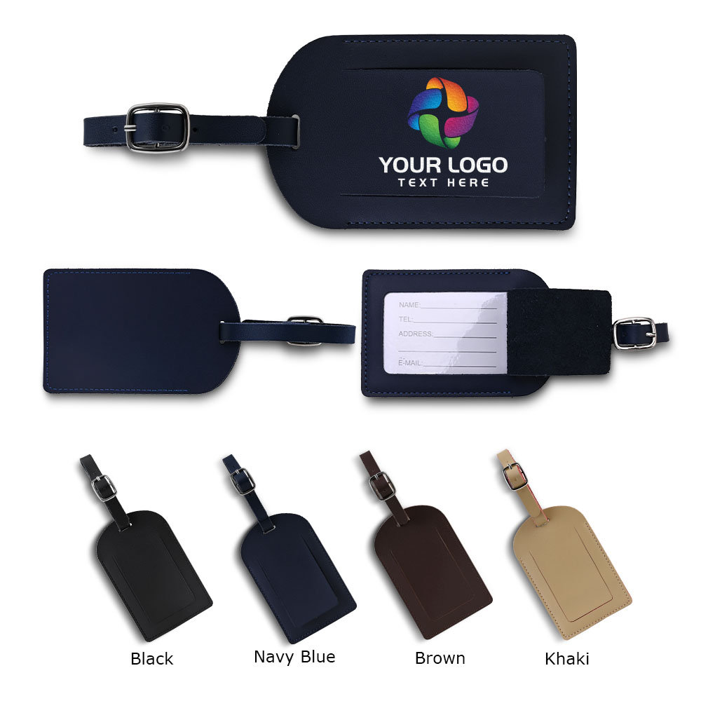 Group shot of Genuine Leather Luggage Tag
