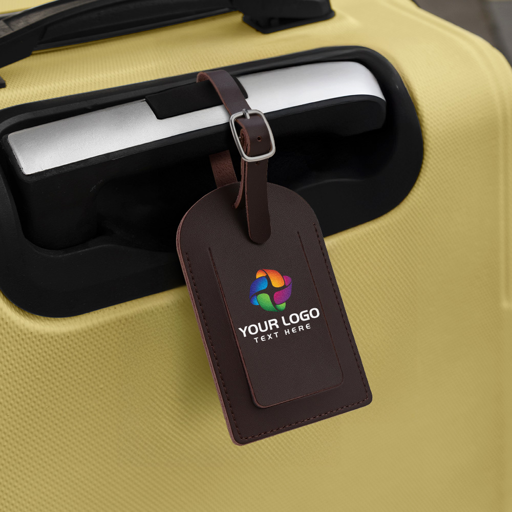 Lifestyle shot of Genuine Leather Luggage Tag