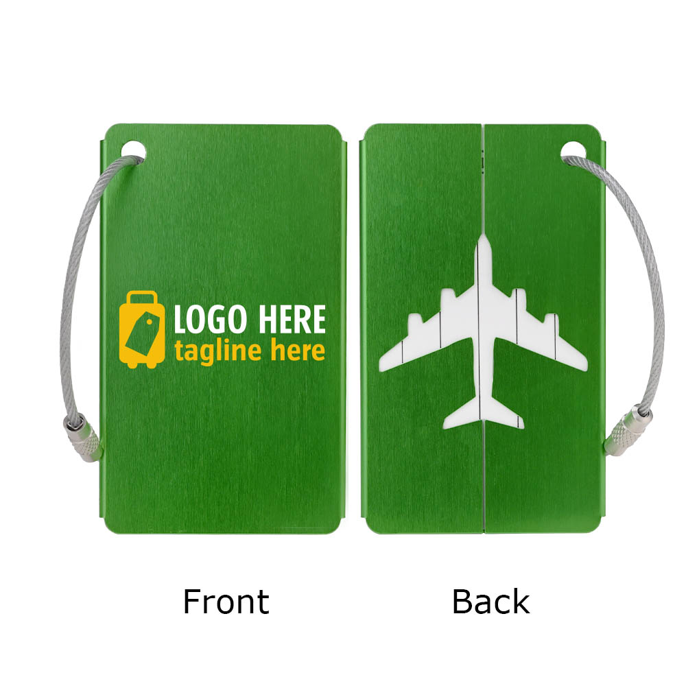 Luggage Tags Card Holders Green Both Sides