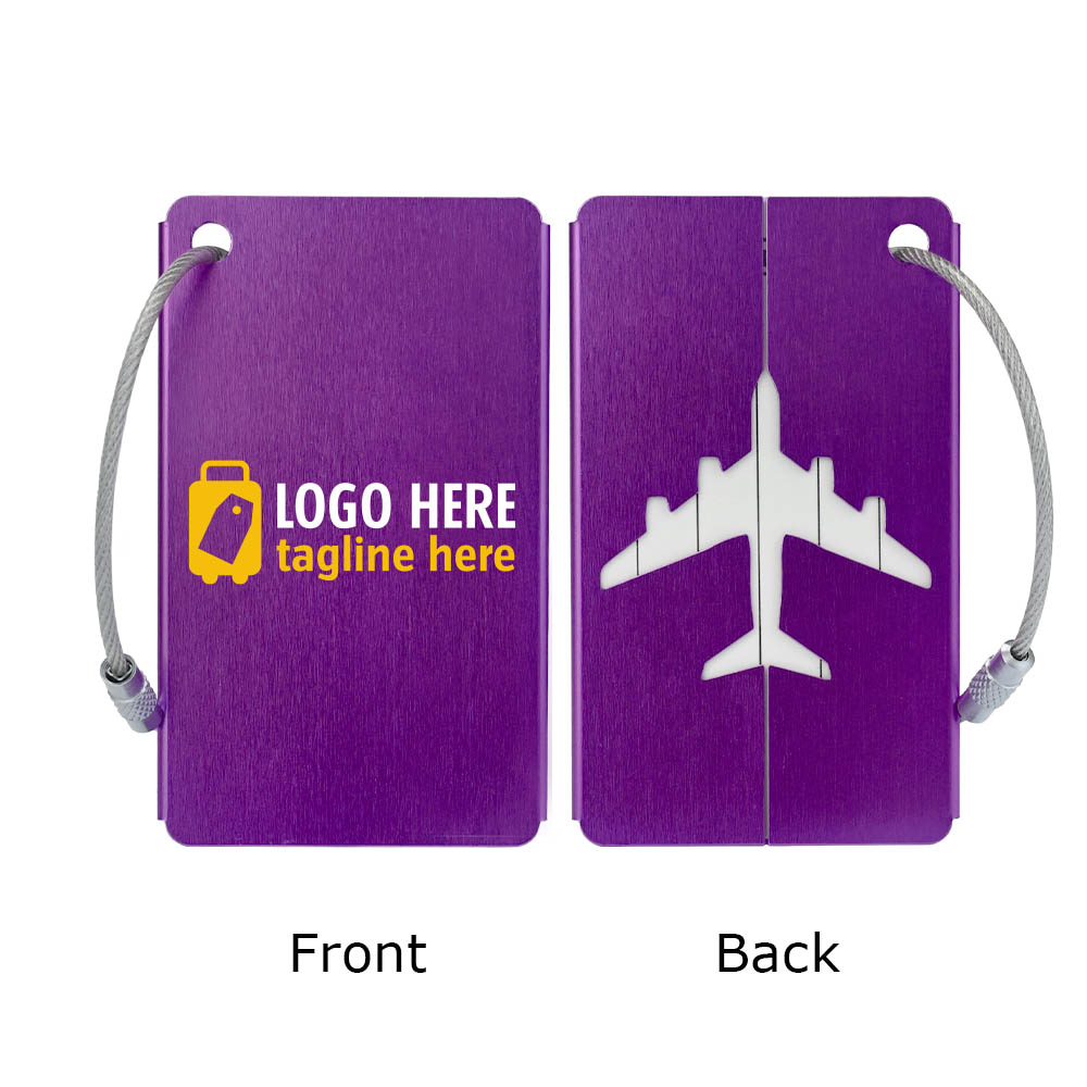 Luggage Tags Card Holders Purple Both Sides