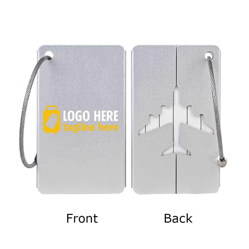 Luggage Tags Card Holders Silver Both Sides