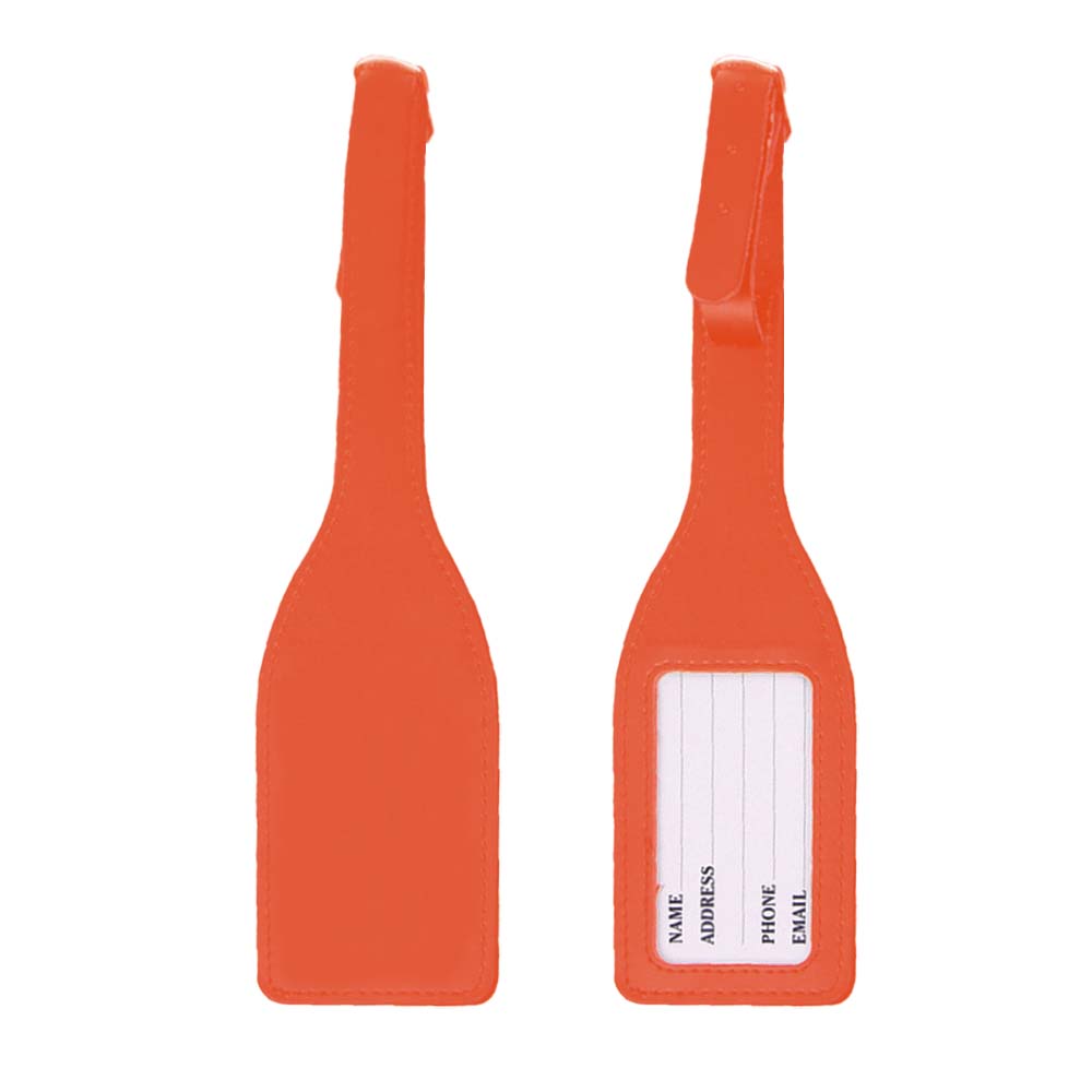 Orange PU Travel Tag with Adjustable Strap