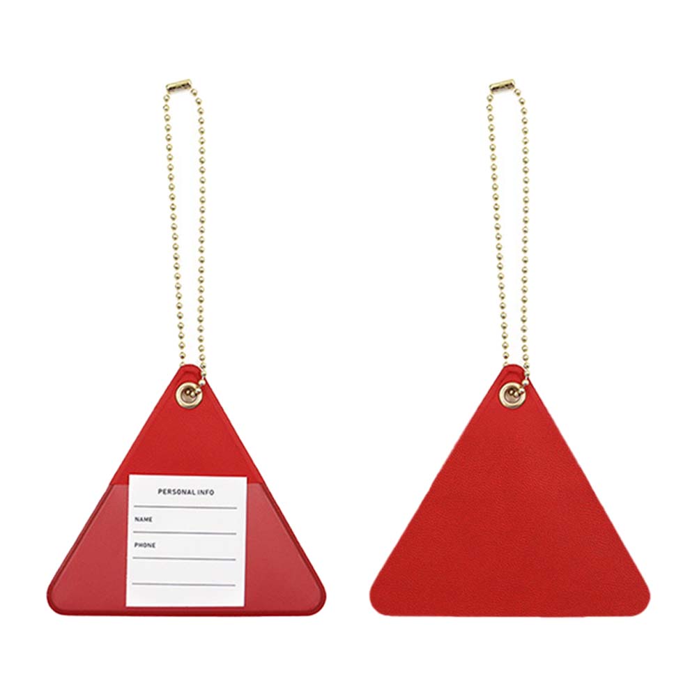 PU Leather Triangle Luggage Tag red