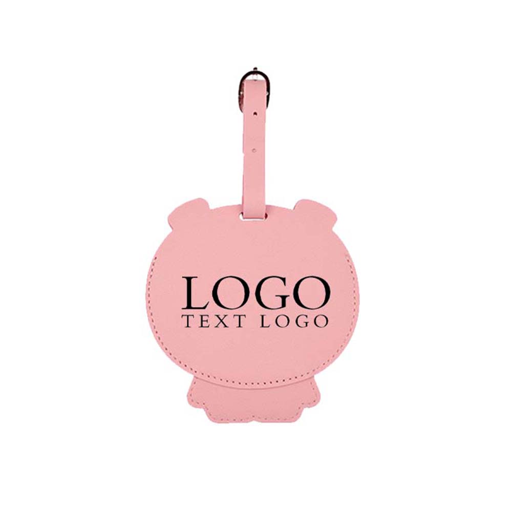 Roze schattige cartoon dieren PU leren bagagelabel met logo Roze schattige cartoon dieren PU leren bagagelabel met logo