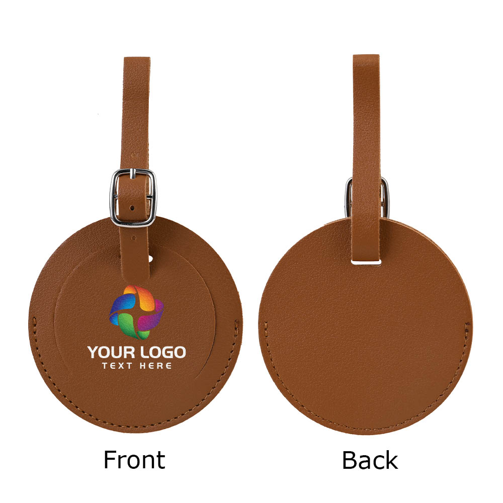 Round Flap Luggage Tags With Logo Brown