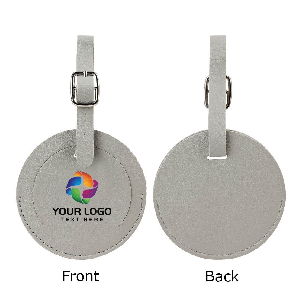 Round Flap Luggage Tags With Logo Gray