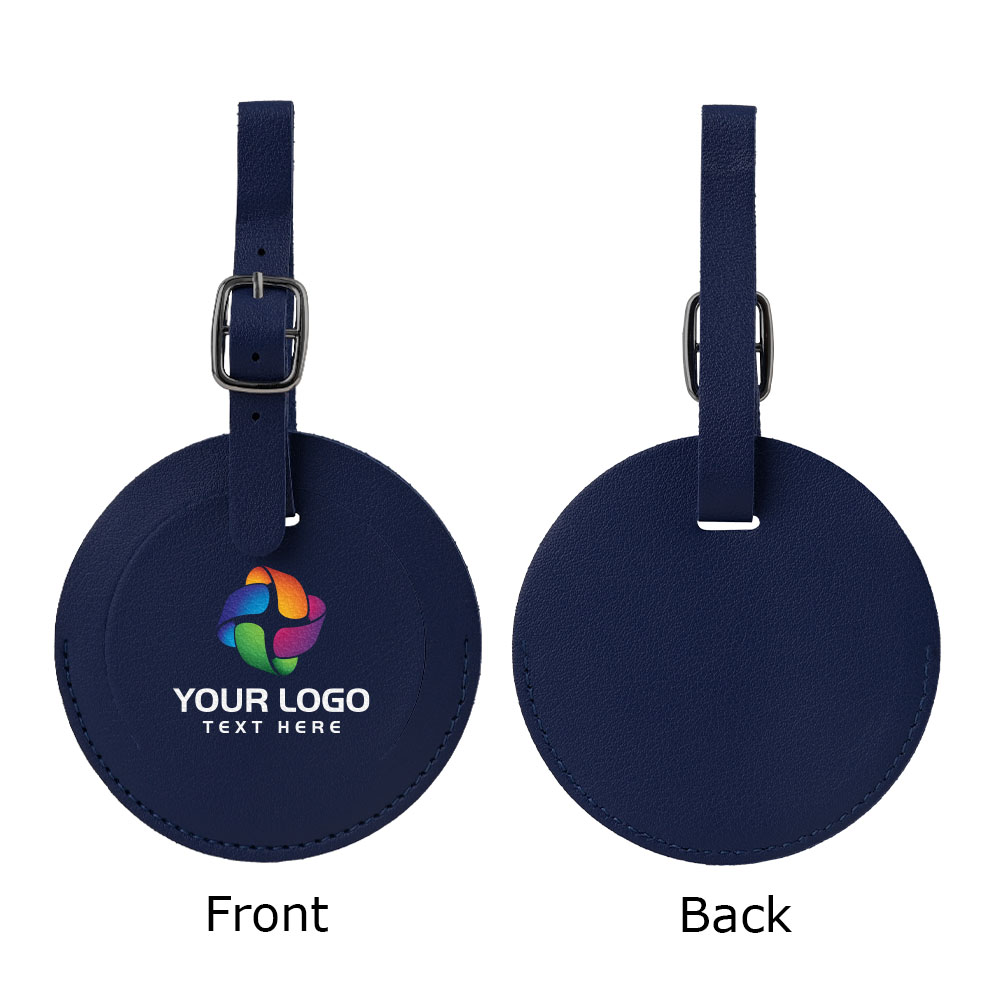 Round Flap Luggage Tags With Logo Navy Blue
