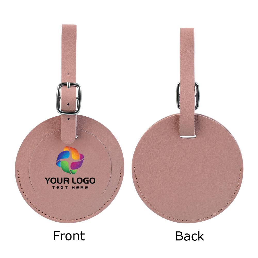 Round Flap Luggage Tags With Logo Pink