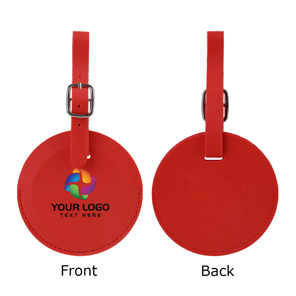 Round Flap Luggage Tags With Logo Red