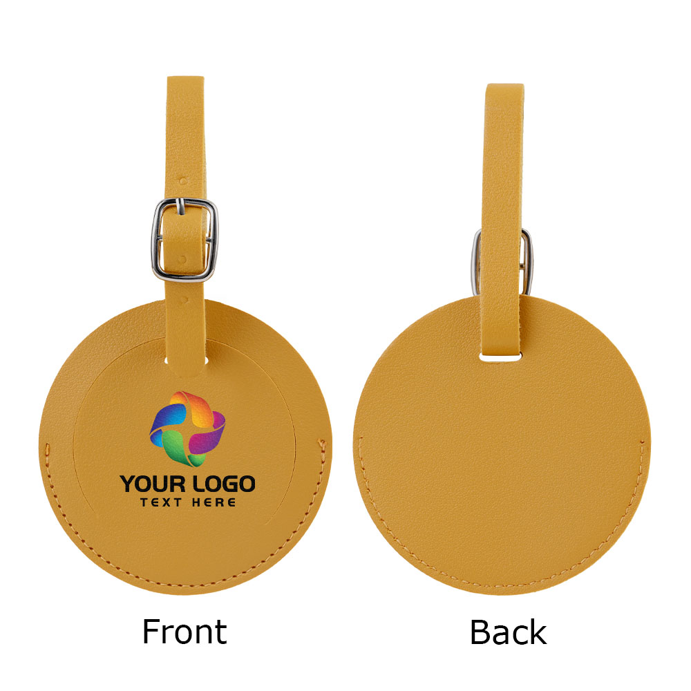 Round Flap Luggage Tags With Logo Yellow