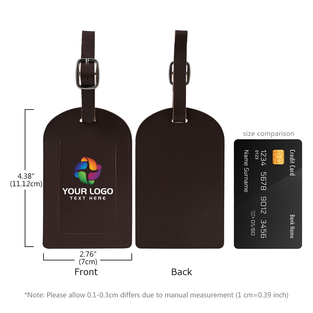 Scale shot of Genuine Leather Luggage Tag with Logo