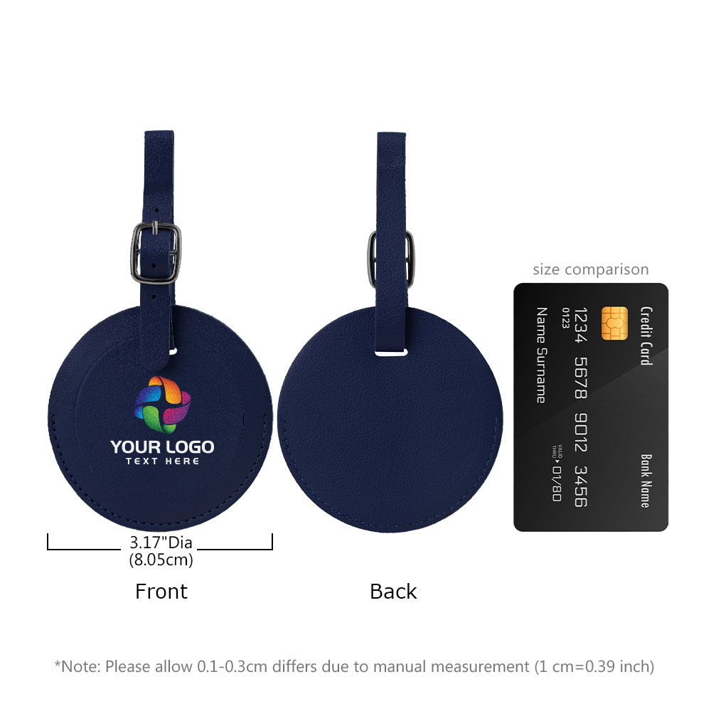 Scale shot of Round Flap Luggage Tags With Logo