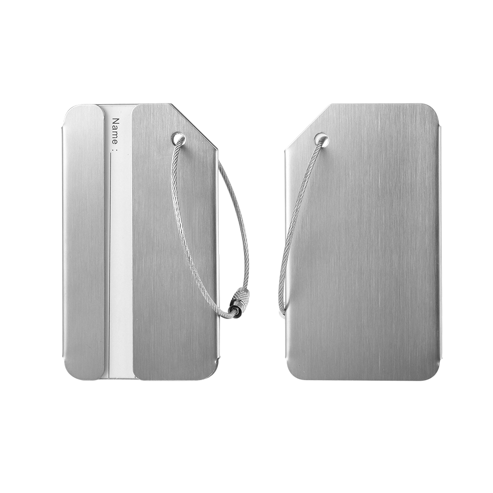 Sleek Silver Luggage Tag back and front Sleek Silver Luggage Tag back and front