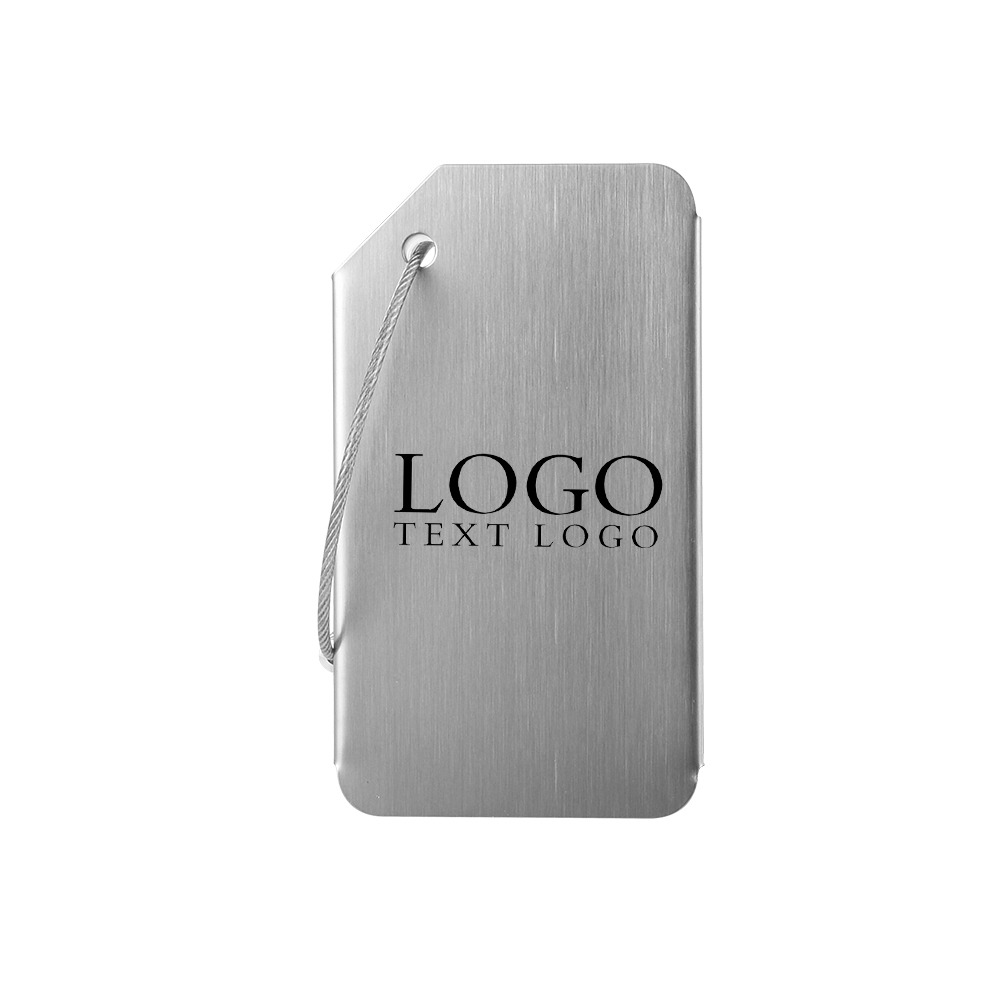 Sleek Silver Luggage Tag front with logo Sleek Silver Luggage Tag front with logo