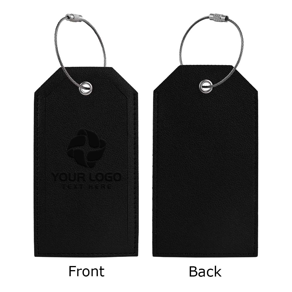 Soft PU Leather Luggage Tag Black Both Sides Soft PU Leather Luggage Tag Black Both Sides