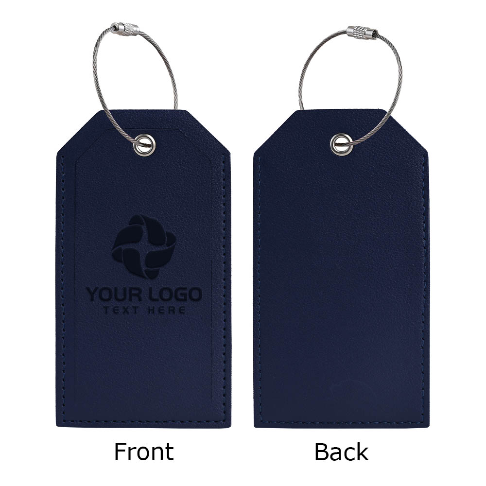 Soft PU Leather Luggage Tag Blue Both Sides Soft PU Leather Luggage Tag Blue Both Sides