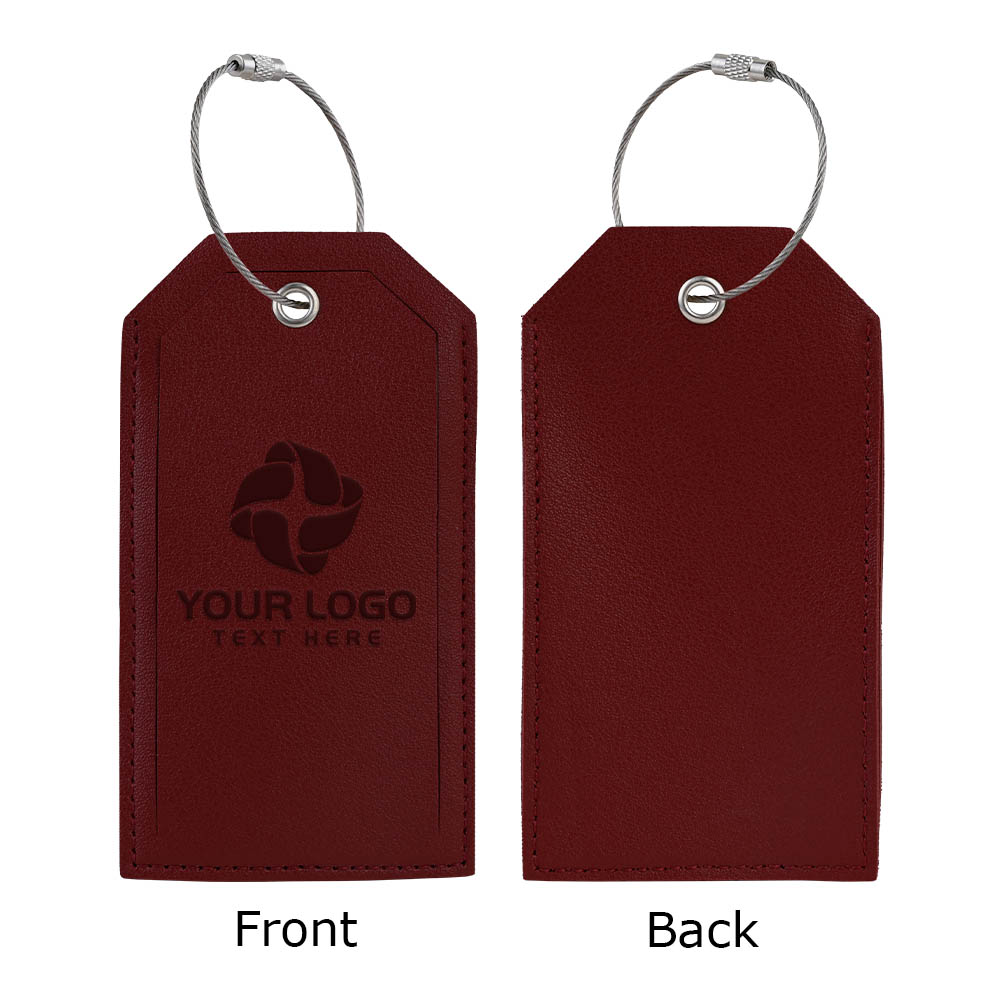 Soft PU Leather Luggage Tag Burgundy Both Sides Soft PU Leather Luggage Tag Burgundy Both Sides