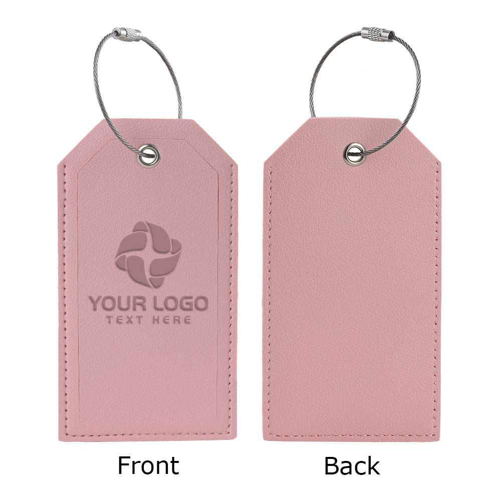 Soft PU Leather Luggage Tag Pink Both Sides Soft PU Leather Luggage Tag Pink Both Sides