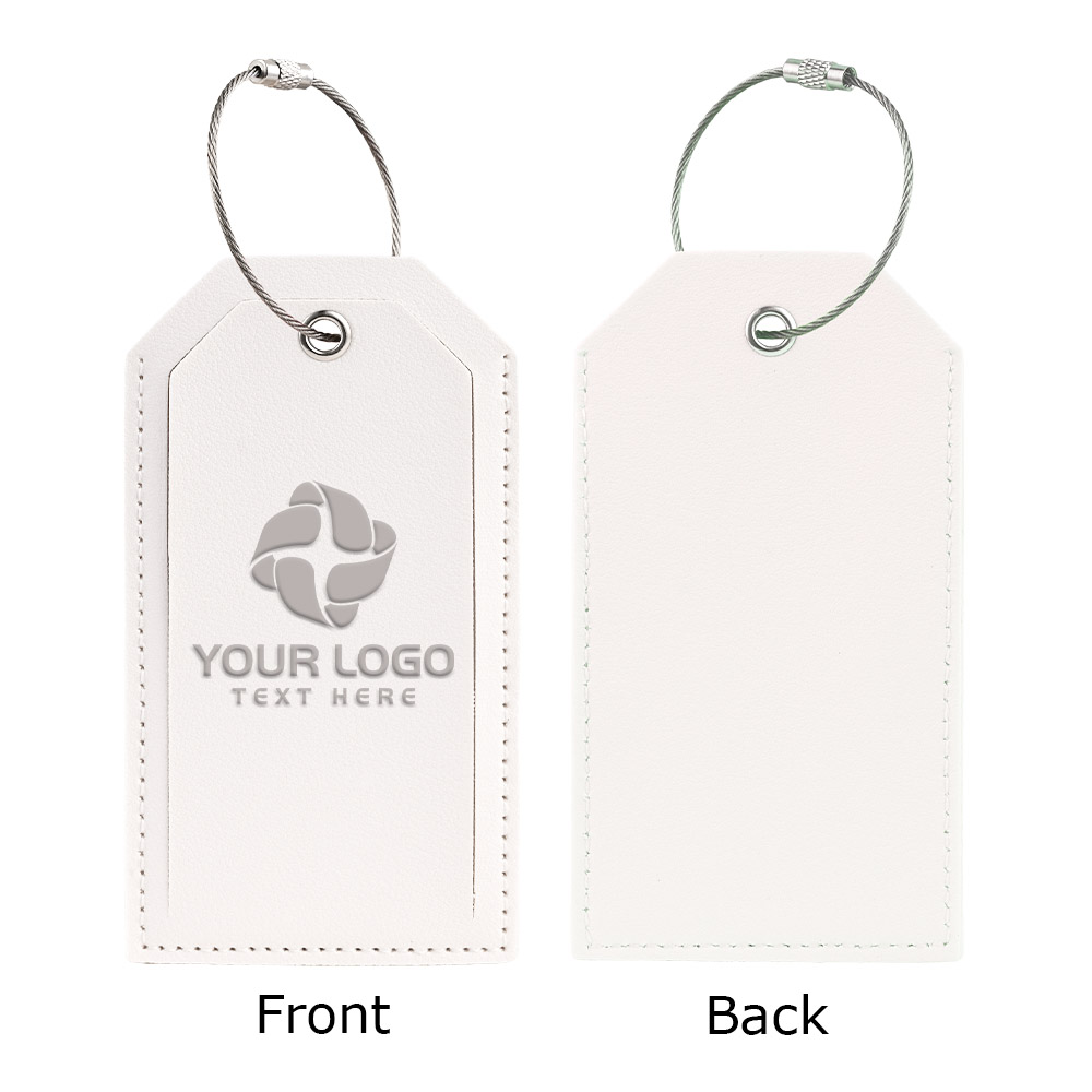 Soft PU Leather Luggage Tag White Both Sides Soft PU Leather Luggage Tag White Both Sides