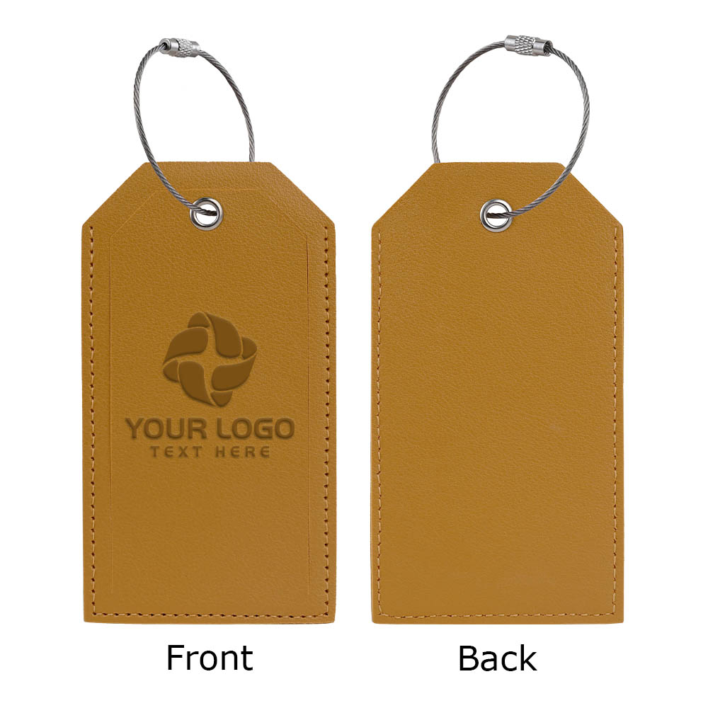 Soft PU Leather Luggage Tag Yellow Both Sides Soft PU Leather Luggage Tag Yellow Both Sides