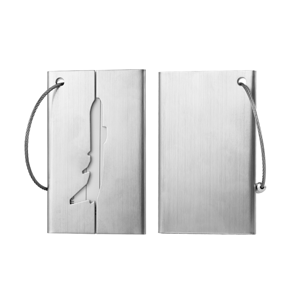 Stainless Steel Luggage Tags Card Holders with Iron Rings back and front