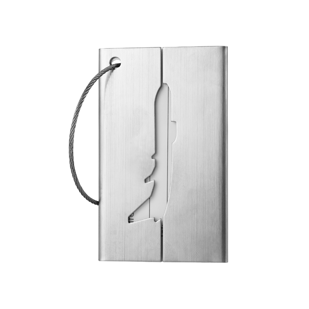 Stainless Steel Luggage Tags Card Holders with Iron Rings front