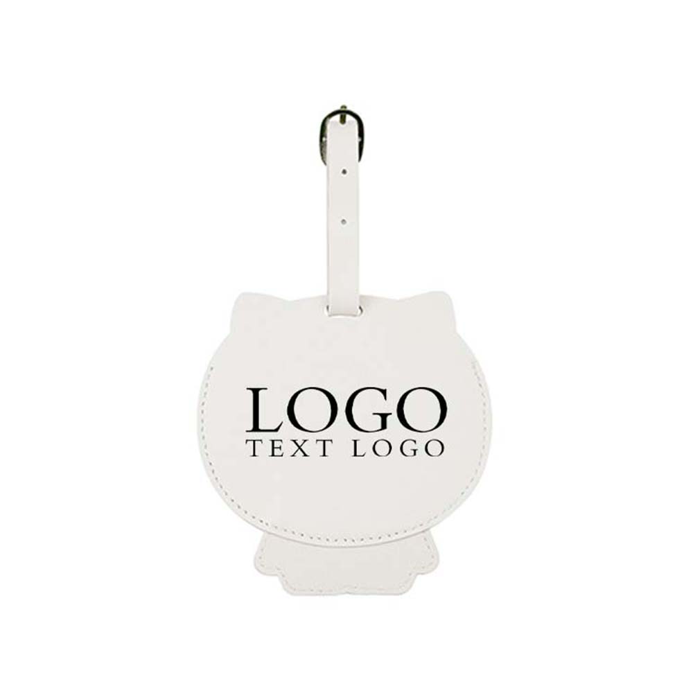 Witte schattige cartoon dieren PU leren bagagelabel met logo Witte schattige cartoon dieren PU leren bagagelabel met logo