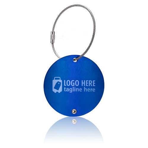 Round Aluminum Luggage Tag with Hanging Loop