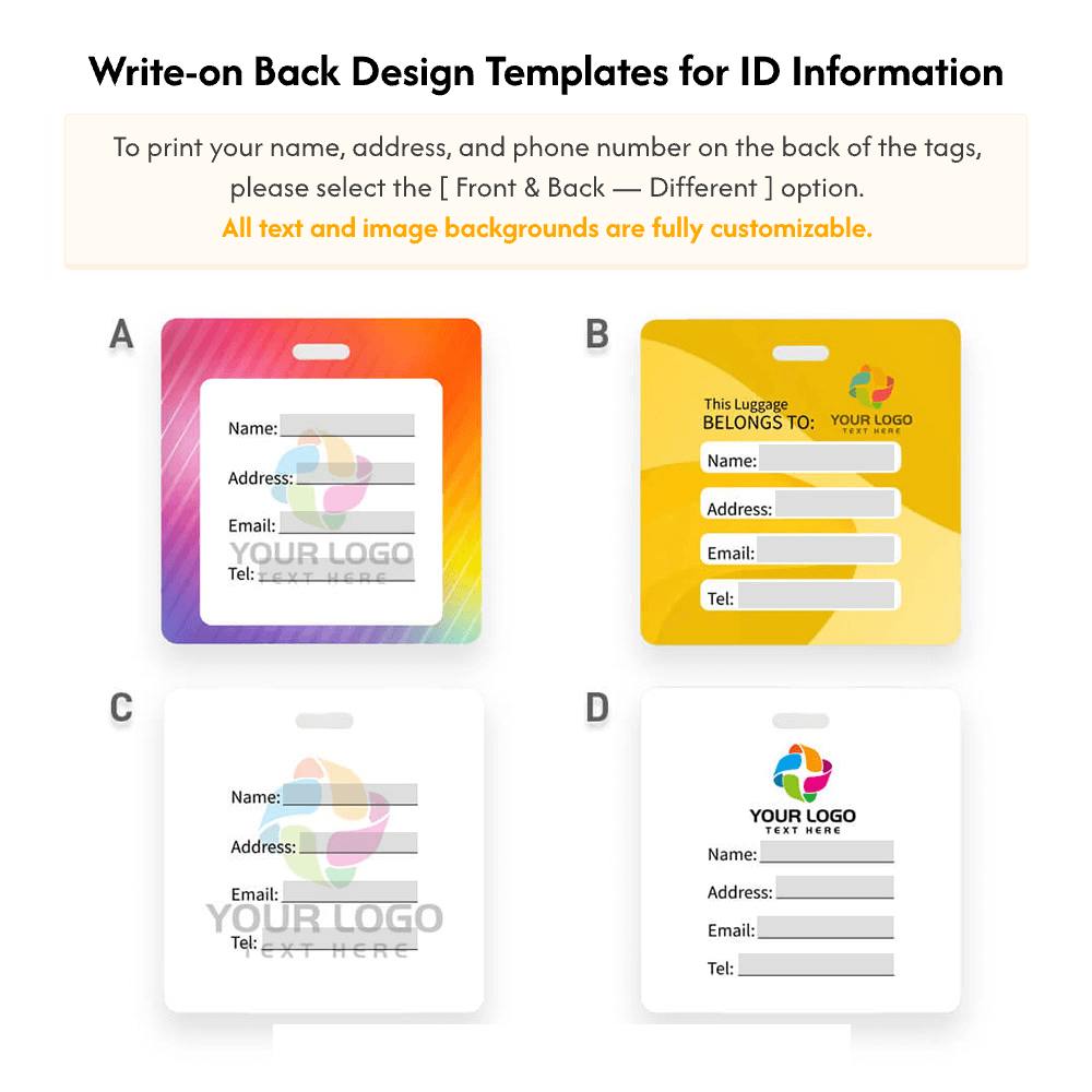 Write-on Back Design Templates for Square
