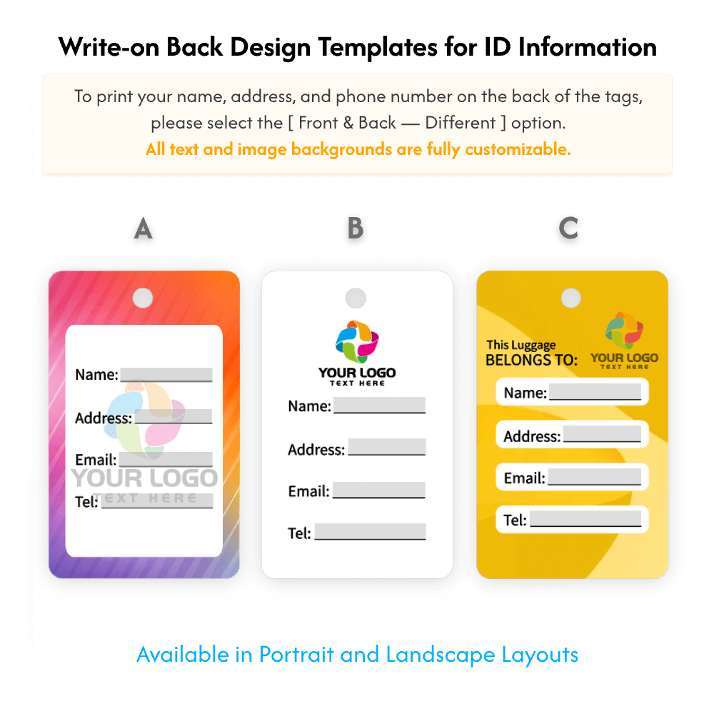 Write-on Back Design Templates for Small Rectangle