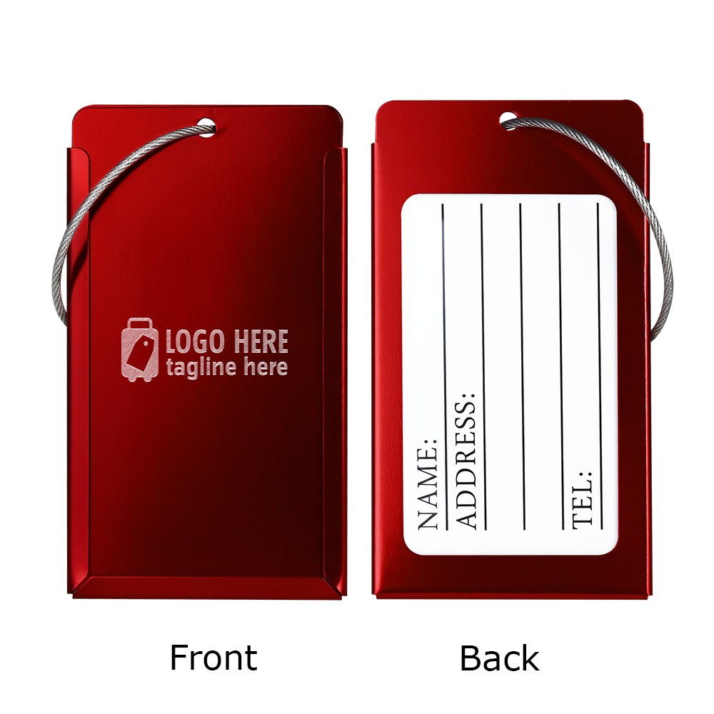 Aluminum Metal Travel Id Identifier Luggage Tags Red with logo