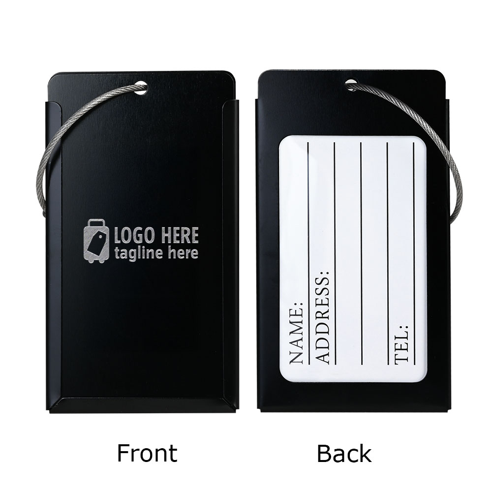 Aluminum Metal Travel Id Identifier Luggage Tags black with logo