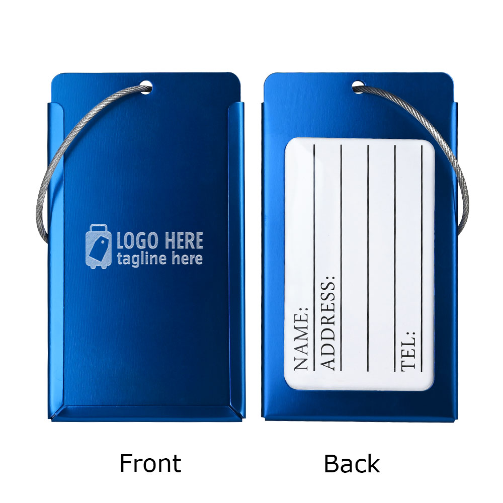 Aluminum Metal Travel Id Identifier Luggage Tags blue with logo