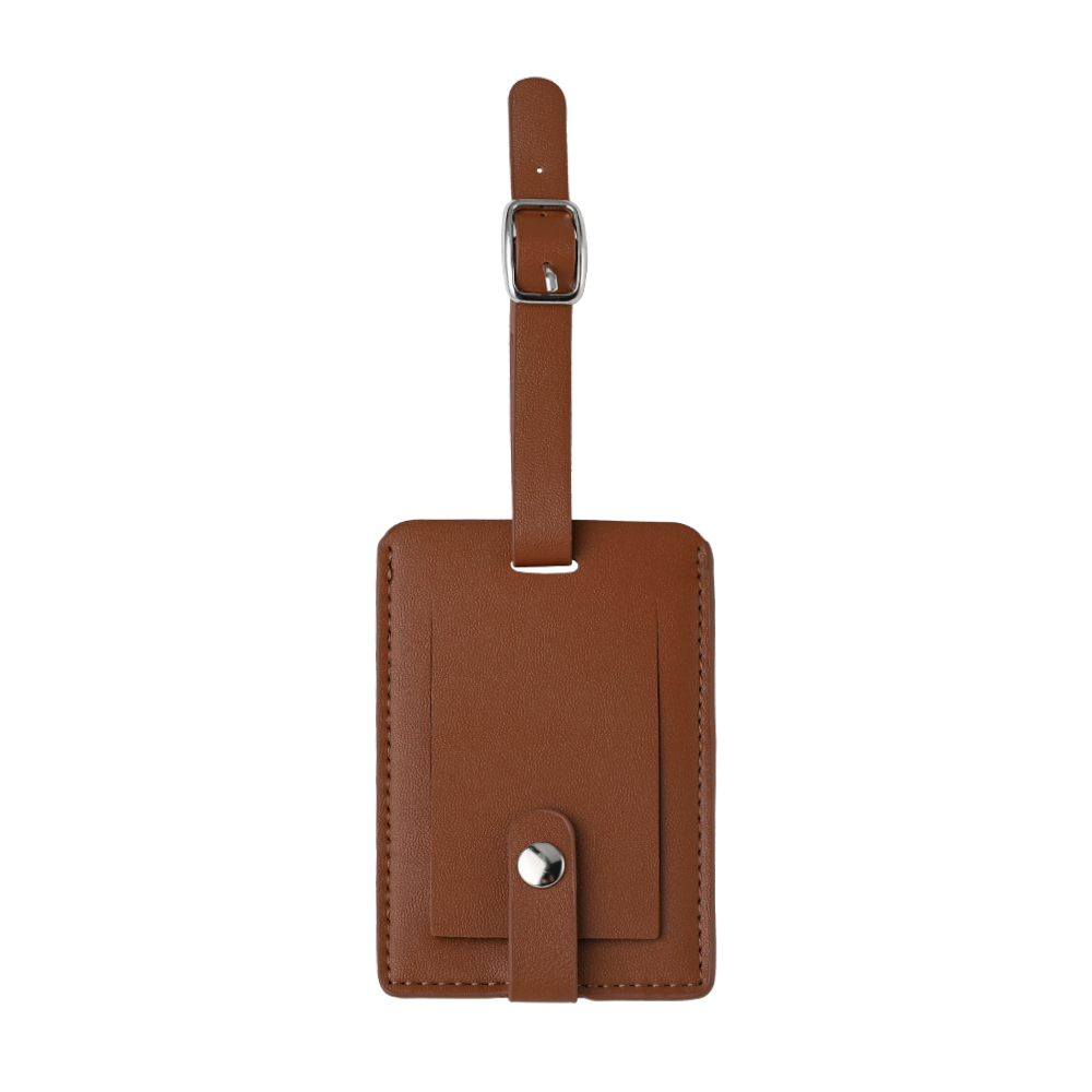 Brown Elegant Leather Luggage Tags with A Classic Buckle Strap Brown Elegant Leather Luggage Tags with A Classic Buckle Strap