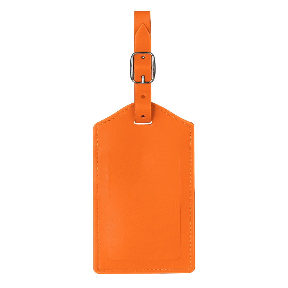 Gepersonaliseerde bagagelabels van PU-leer met klapdeksel, oranje Gepersonaliseerde bagagelabels van PU-leer met klapdeksel, oranje